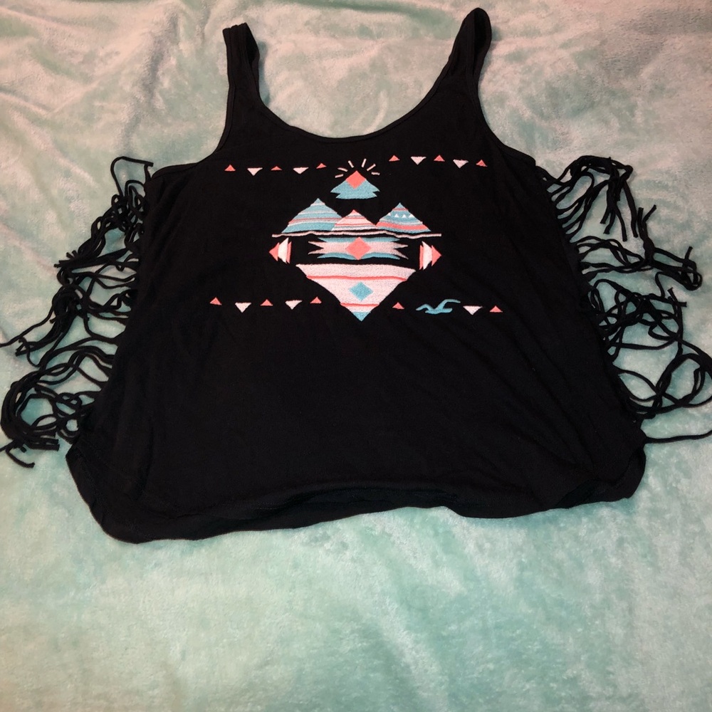 Tribal print fringed tank